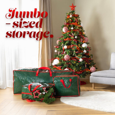CHRISTMAS VILLAGE Medium Christmas Storage Bag - Durable Carry Handles, Fits your Decorations, Gifts, Lights & Baubles - Green