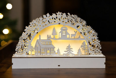 Christmas Village Scene Candle Bridge