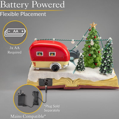 Christmas Village Scene Decoration Musical LED Santa Reindeer Caravan Ornaments