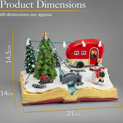 Christmas Village Scene Decoration Musical LED Santa Reindeer Caravan Ornaments