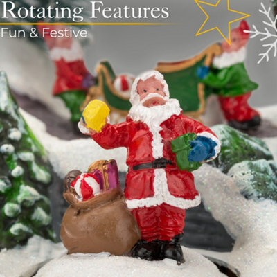 ZQQLITE Musical Christmas Decorations With Rotating Train Trees Village House 9 5 Tree Multicolored Lights Home Tabletop Decorative Xmas Decor Gift C57