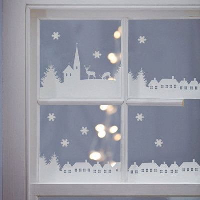 Christmas Village Scene Window Sticker