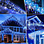 CHRISTMAS VILLAGE White & Blue Outdoor Christmas Icicle Lights, LED Bright Snowing Party Lights, Perfect for Weddings & Xmas - 360
