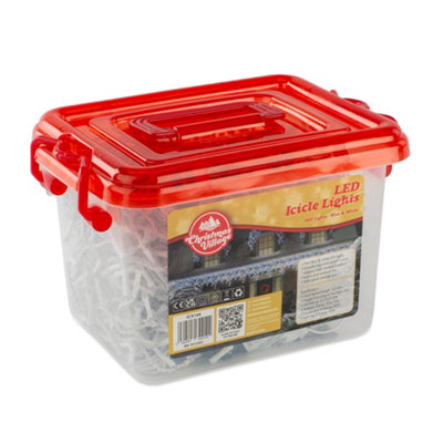 CHRISTMAS VILLAGE White & Blue Outdoor Christmas Icicle Lights, LED