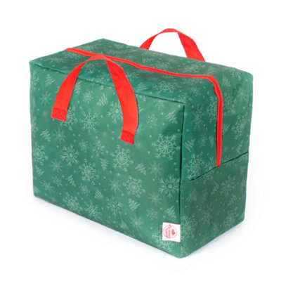 CHRISTMAS VILLAGE Zip-Up Christmas Storage Bag - Durable Carry Handles, Fits your Festive Decorations, Gifts, Lights & Baubles