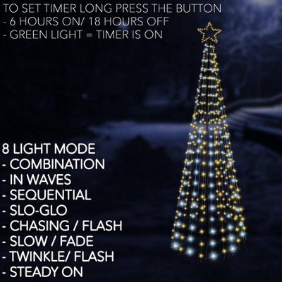 Christmas White & Warm White Maypole Tree LED Light Pyramid Outdoor ...