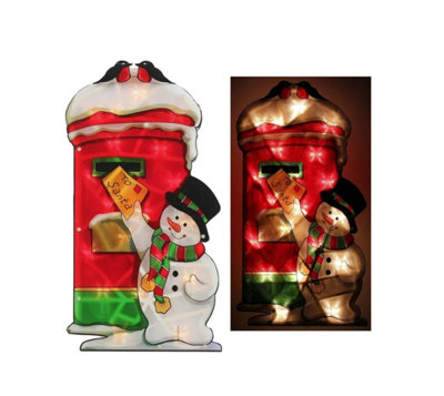 Christmas Window Silhouette Battery Operated & USB - Snowman Post Box