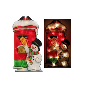 Christmas Window Silhouette Battery Operated & USB - Snowman Post Box