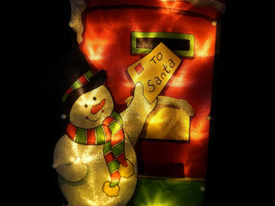Christmas Window Silhouette Battery Operated & USB - Snowman Post Box