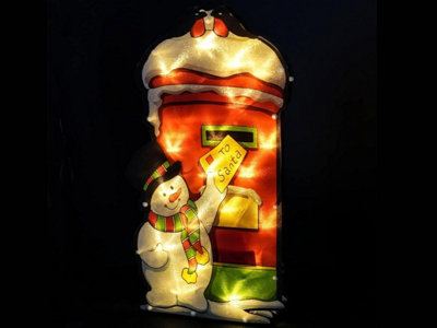 Christmas Window Silhouette Battery Operated & USB - Snowman Post Box - 4