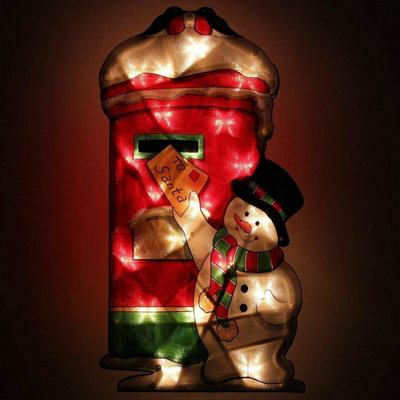 Christmas Window Silhouette Battery Operated & USB - Snowman Post Box - 5