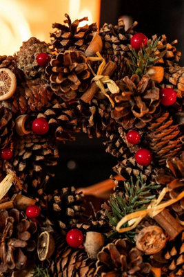 Christmas Winter Spice Wreath Dried Orange Cinnamon Xmas Hanging Decoration 30cm - 3
