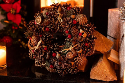 Christmas Winter Spice Wreath Dried Orange Cinnamon Xmas Hanging Decoration 30cm - 5