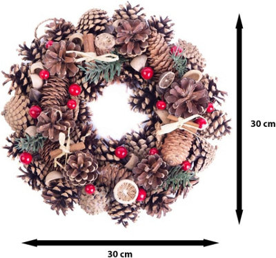 Christmas Winter Spice Wreath Dried Orange Cinnamon Xmas Hanging Decoration 30cm - 9