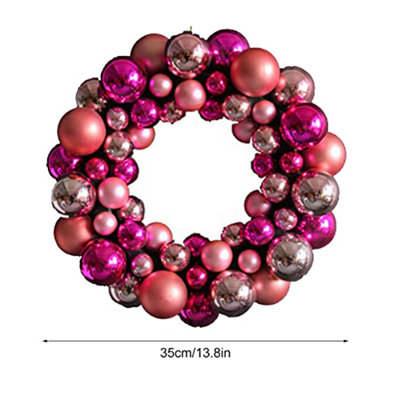 Christmas wreath decoration, light-up bauble door hanging, red rose