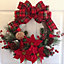 Christmas Wreath Rattan Bow Decor With LED Light 30 cm