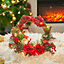 Christmas Wreath Rattan Bow Decor With LED Light 30 cm