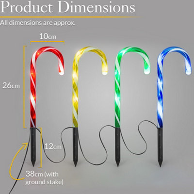 Christow Candy Cane LED Lights Pathway Decorations