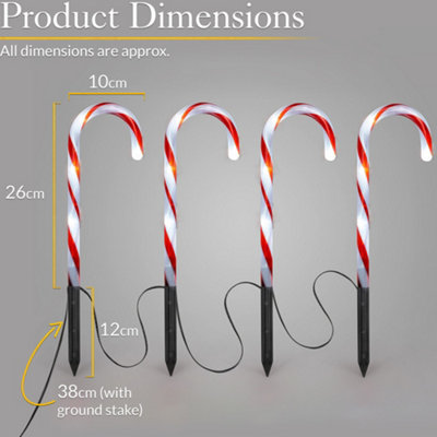 Christow Candy Cane LED Lights Pathway Decorations