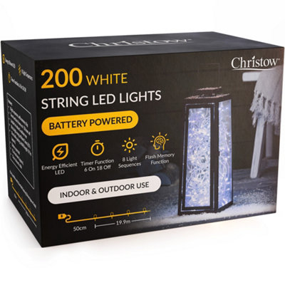 Christow Christmas Battery Powered LED String Lights with Clear Cable
