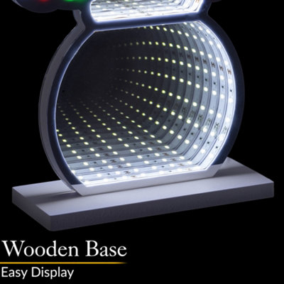 Christow Christmas LED Santa Infinity Light with Wooden Base