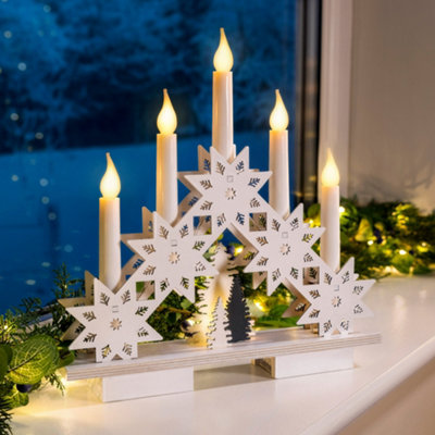 Christow Christmas Snowflake Light Up Candle Bridge