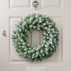 Christow Christmas Wreath Frosted Green Artificial Door Decoration 60cm