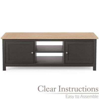 Christow Coffee Table Oak-Effect Top Cupboards & Shelves Charcoal H40cm x W115cm x D60cm