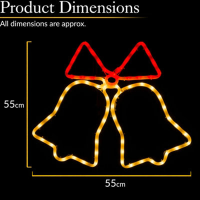 Christow LED Flashing Christmas Bell Rope Lights Wall Decoration Set of 1