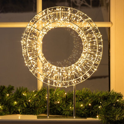 Christow Lighted Wreath Christmas Decoration 600 Warm White Micro LED ...