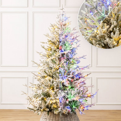 Christow Pre Lit Christmas Tree Verbier Fir Colour Switch & Timer 6ft ...