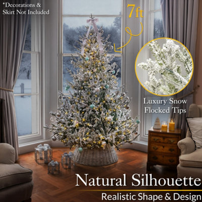Christow Pre Lit Christmas Tree Verbier Fir Colour Switch & Timer 6ft ...