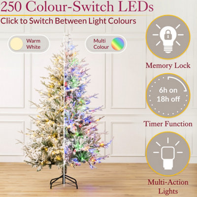 Christow Pre Lit Christmas Tree Verbier Fir Colour Switch & Timer 6ft ...