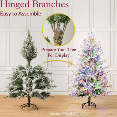 Christow Pre Lit Christmas Tree Verbier Fir Colour Switch & Timer 6ft ...