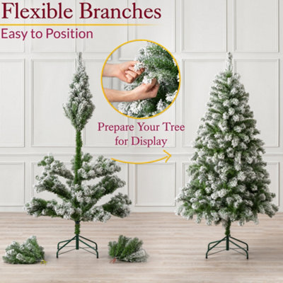 Christow Snowy Christmas Tree Frosted Artificial Spruce With Stand 6ft