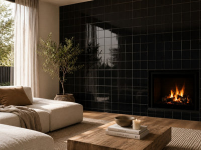 Chromara Black Gloss Ceramic Wall Tiles (570 Pack- 15 Box- 12.45m2 ...