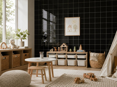 Chromara Black Gloss Ceramic Wall Tiles (570 Pack- 15 Box- 12.45m2 ...