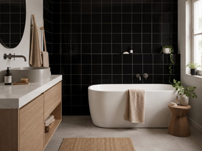 Chromara Black Gloss Ceramic Wall Tiles (570 Pack- 15 Box- 12.45m2 ...