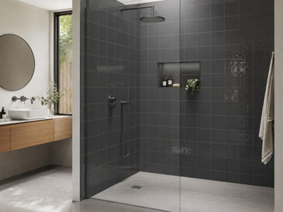 Chromara Deep Pewter Gloss Ceramic Wall Tiles (760 Pack- 20 Box- 16.6m2 ...
