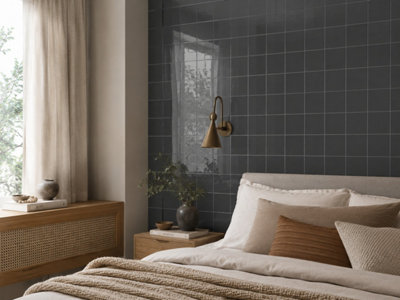 Chromara Deep Pewter Gloss Ceramic Wall Tiles (760 Pack- 20 Box- 16.6m2 ...
