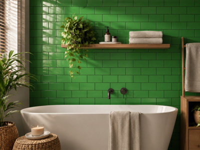 Chromara Green Gloss Ceramic Wall Tiles (1000 Pack- 20 Box- 19.4m2 Coverage)-Bathroom-9.8cm x 19.8cm-Colour Meets Design