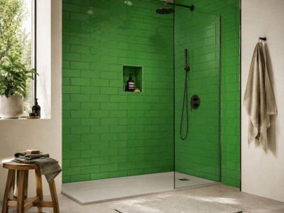 Chromara Green Gloss Ceramic Wall Tiles (1000 Pack- 20 Box- 19.4m2 Coverage)-Bathroom-9.8cm x 19.8cm-Colour Meets Design