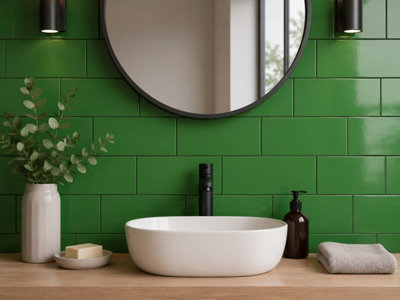 Chromara Green Gloss Ceramic Wall Tiles (1000 Pack- 20 Box- 19.4m2 Coverage)-Bathroom-9.8cm x 19.8cm-Colour Meets Design