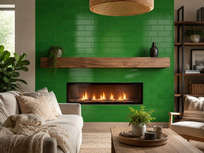 Chromara Green Gloss Ceramic Wall Tiles (1000 Pack- 20 Box- 19.4m2 Coverage)-Bathroom-9.8cm x 19.8cm-Colour Meets Design