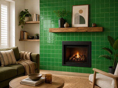 Chromara Green Gloss Ceramic Wall Tiles (190 Pack- 5 Box- 4.15m2 Coverage)-Sink-14.8cm x 14.8cm-Colour Meets Design