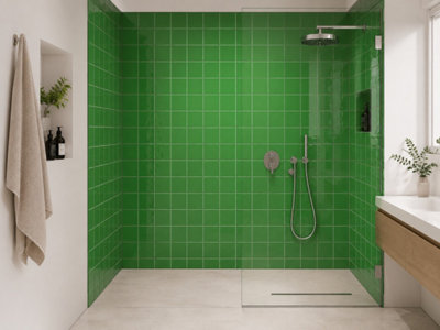 Chromara Green Gloss Ceramic Wall Tiles (190 Pack- 5 Box- 4.15m2 Coverage)-Sink-14.8cm x 14.8cm-Colour Meets Design