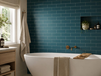 Chromara Heritage Blue Matt Ceramic Wall Tiles (50 Pack- 1 Box- 0.97m2 ...