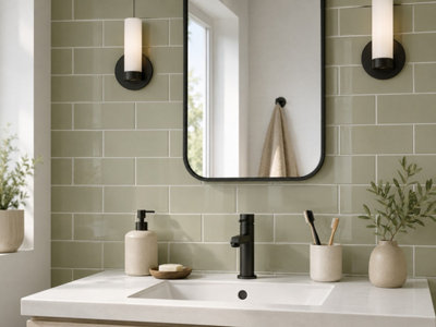 Chromara Olive Green Gloss Ceramic Wall Tiles (1000 Pack- 20 Box- 19.4m2 Coverage)-Kitchen-9.8cm x 19.8cm-Colour Meets Design