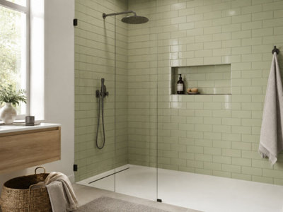 Chromara Olive Green Gloss Ceramic Wall Tiles (150 Pack- 3 Box- 2.91m2 Coverage)-Shower-9.8cm x 19.8cm-Colour Meets Design
