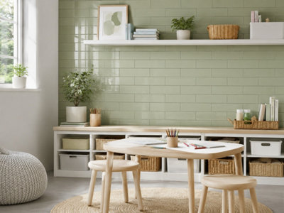 Chromara Olive Green Gloss Ceramic Wall Tiles (150 Pack- 3 Box- 2.91m2 Coverage)-Shower-9.8cm x 19.8cm-Colour Meets Design